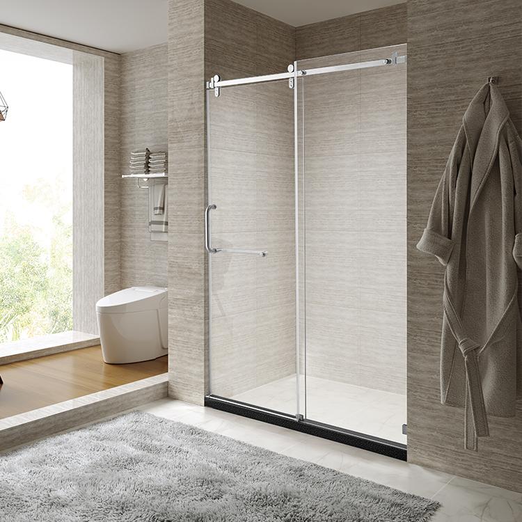 Glass Panel Partition Double Sliding Shower Door for Bathroom Spaces