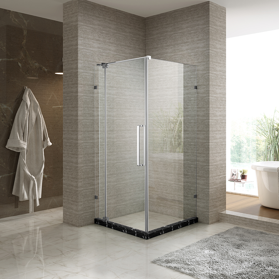 Stainless Steel Shower Door with Tempered Glass Table Top Design