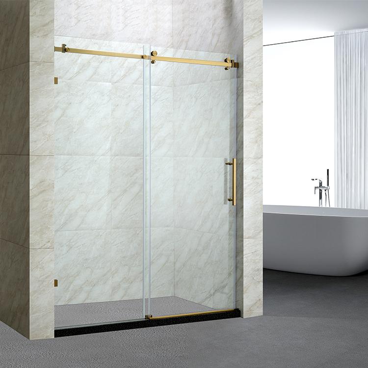 Glass Panel Partition Double Sliding Shower Door for Bathroom Spaces