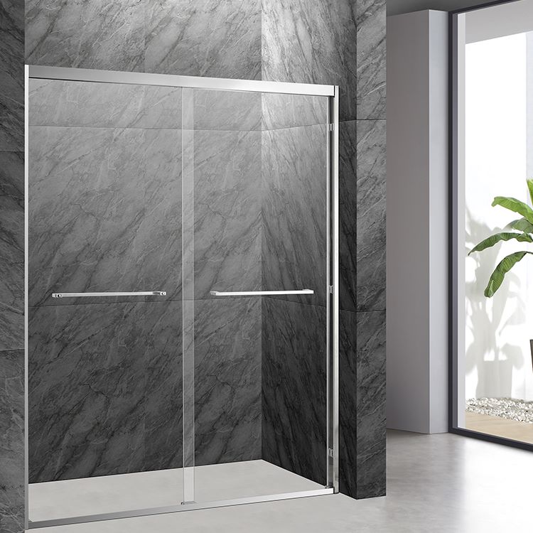 Chrome Fittings Double Bypass Sliding Shower Door&nbsp;Clear Glass