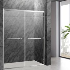 Chrome Fittings Double Bypass Sliding Shower Door&nbsp;Clear Glass