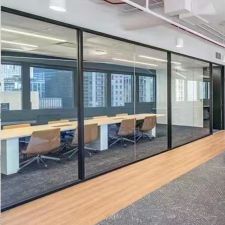 Glass Balustrade & Printed Divider Office Partitions with Door