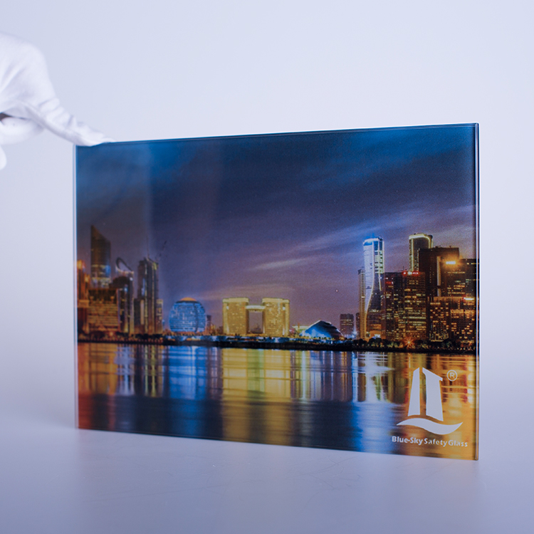 Grey Double Glazing 10mm Tempered Glass Table Top with Pattern Design