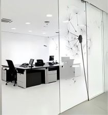 6+6mm Laminated Tempered Art Glass Digital Printing for Office Partitions