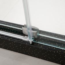 Contemporary Black Stainless Steel Sliding Shower Door with Printed Glass