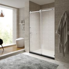 Brushed Nickel Frameless Sliding Shower Door