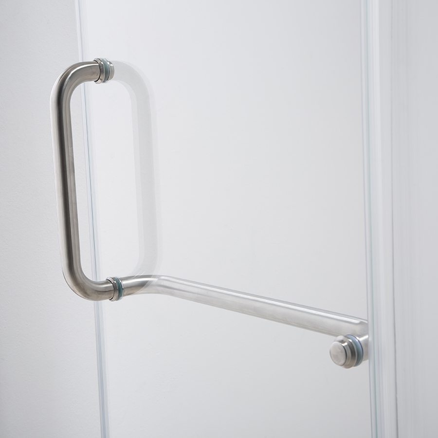 Contemporary Black Stainless Steel Sliding Shower Door with Printed Glass