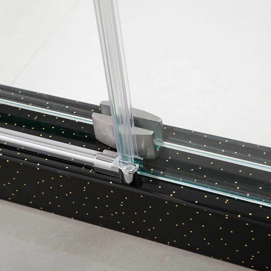 Contemporary Black Stainless Steel Sliding Shower Door with Printed Glass