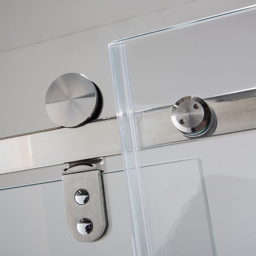 Contemporary Black Stainless Steel Sliding Shower Door with Printed Glass