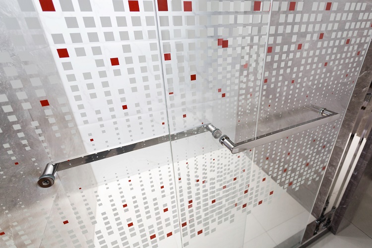 Printed Stained Glass Shower Partition with Pivot Hinge Door Accessories