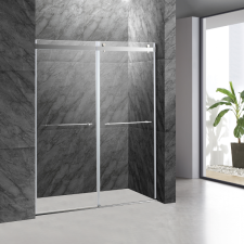 Framed Adjustable Stainless Steel Hardware Sliding Tempered Glass Free Standing Bath Shower Door With Handle