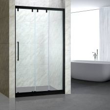 Stainless Steel Shower Room with Transparent Glass Print Sliding Door