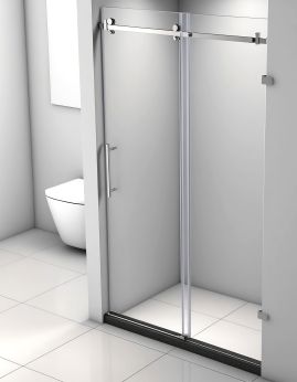 Brushed Nickel Frameless Sliding Shower Door