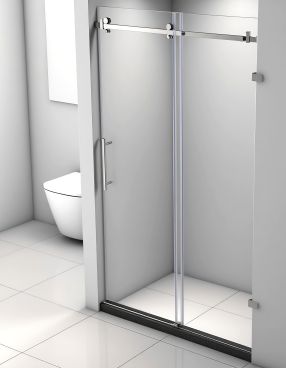 Brushed Nickel Frameless Sliding Shower Door